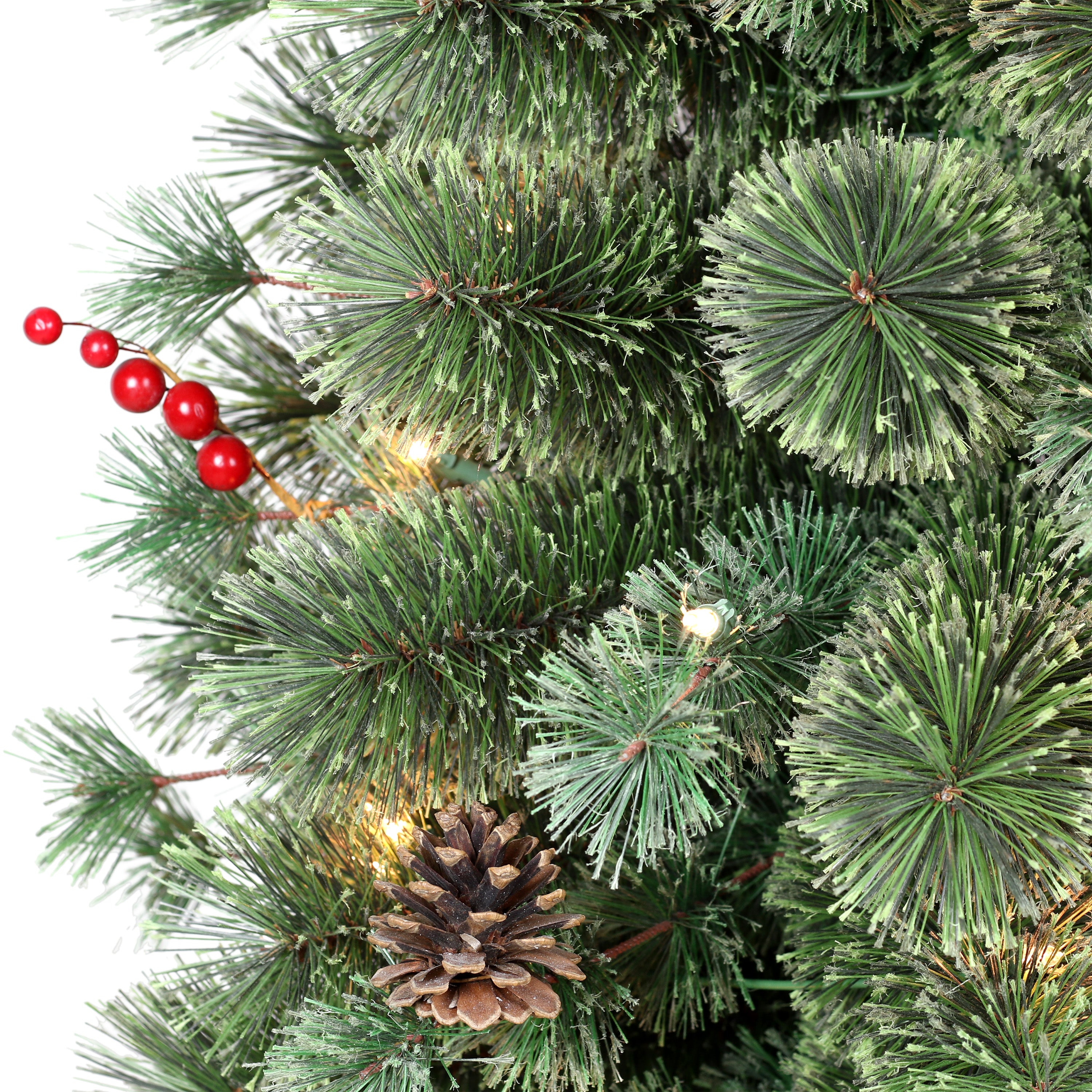 4.5ft Pre-Lit Potted Natural Pine Christmas Tree